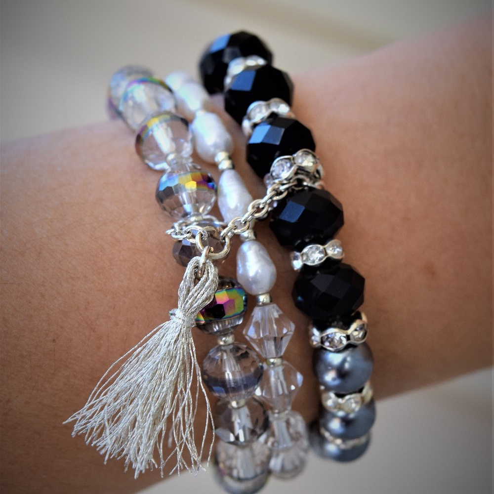 Hand Crafted glass beaded bracelet set